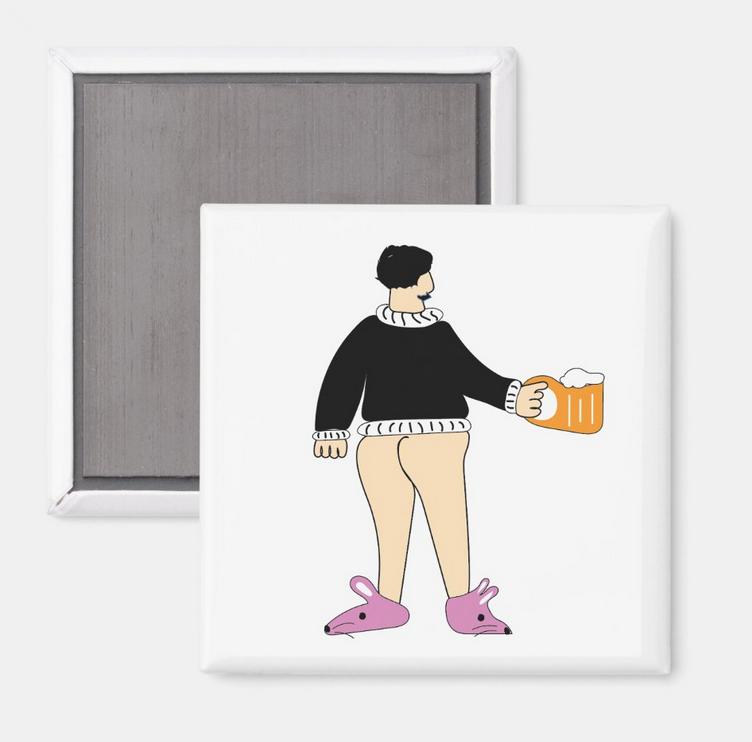 Bunny Slipper Midnight Snack Fridge Magnet