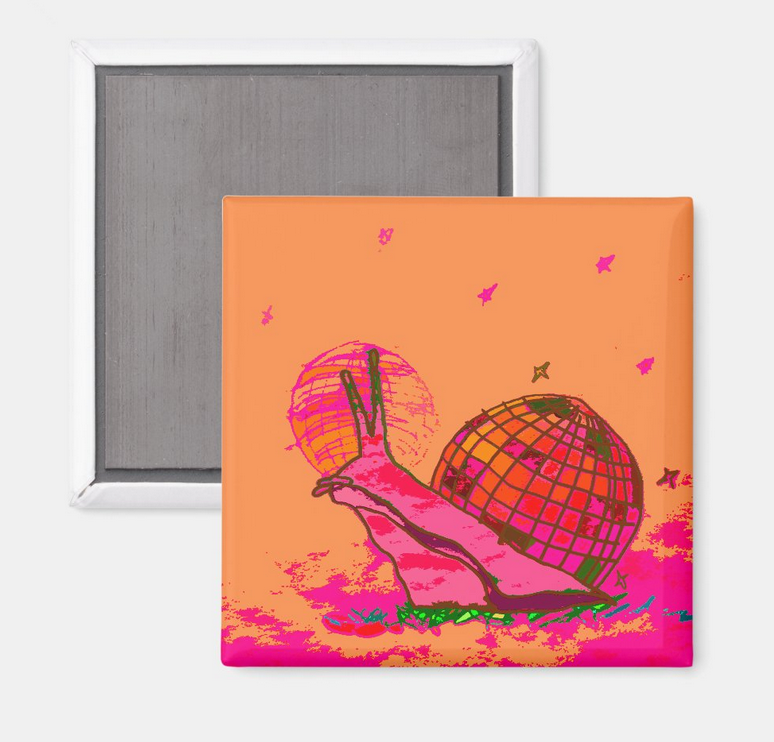 Disco Snail - Pink - Fridge Magnet